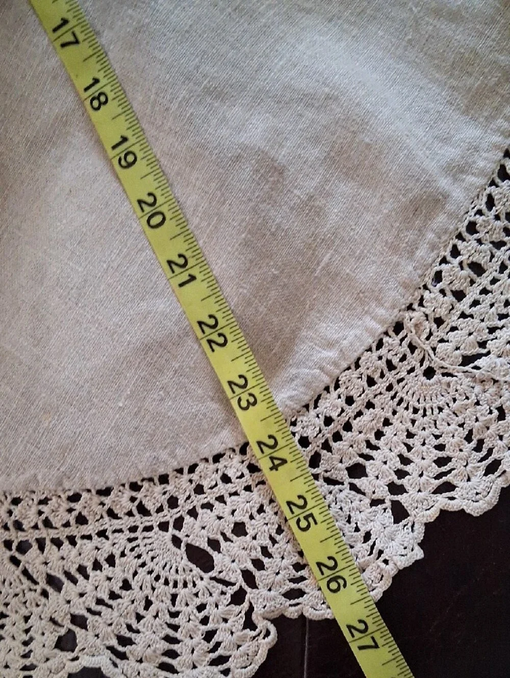 Classic Round Crochet-Edge Table Cover in Cream
